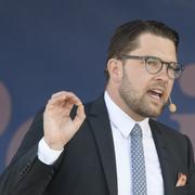 Jimmie Åkesson under sitt tal på lördagen.