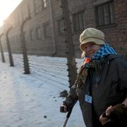 Överlevare från Auschwitz-Birkenau tillbaka på platsen under en minnesceremoni den 27 januari 2017.