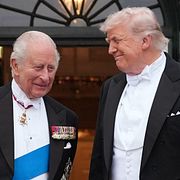 President Donald Trump och kung Charles under statsbesöket i USA i april.