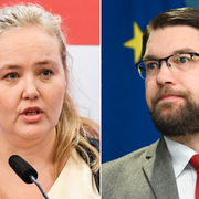 Ida Gabrielsson, socialförsäkringspolitisk talesperson för Vänsterpartiet, och Sverigedemokraternas partiledare Jimmie Åkesson.