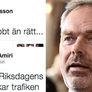 Skärmdumpar av Nilssons och Amiris tweets, Björklund
