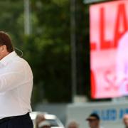 Socialdemokraternas partiordförande Stefan Löfven sommartalar i Vasaparken.