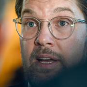Partiledaren Jimmie Åkesson (SD) håller en pressträff i Riksdagens presscenter tidigare i oktober. Arkivbild. 