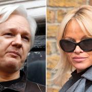 Julian Assange och Pamela Anderson.