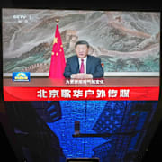 Kinas ledare Xi Jinping under sitt nyårstal.