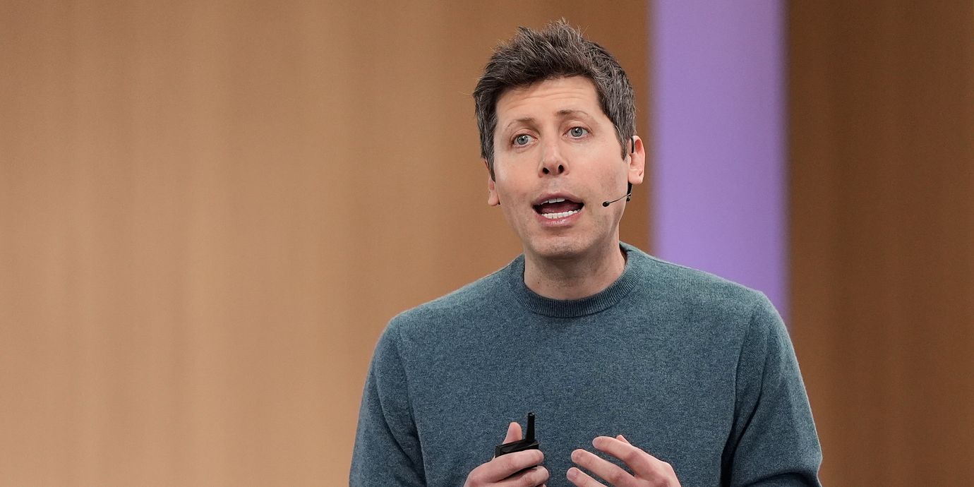Open AI:s vd Sam Altman talar vid bolagets event på tisdagen.