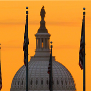 Kapitolium i Washington DC/Donald Trump på fredagen.