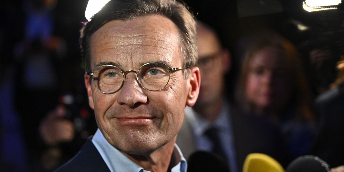 Kristersson på M:s valvaka, 13 september.