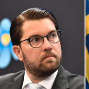 Till vänster: Jimmie Åkesson. Till höger: SD demonstrerar mot ”utlänningars rösträtt” i april 1991.