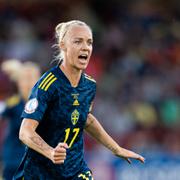 Caroline Seger i gruppspelsmatchen mot Nederländerna. 