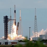 Space X Falcon 9-raket. Arkivbild.