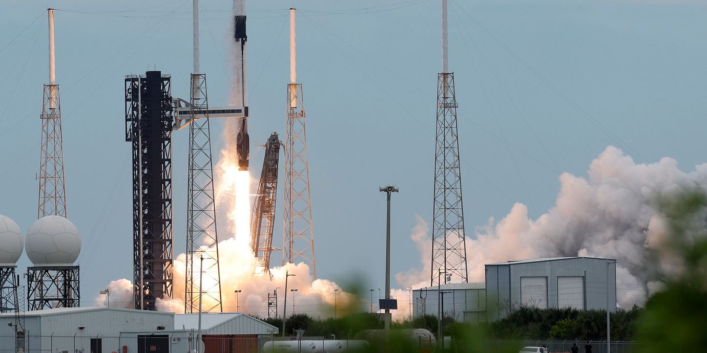 Space X Falcon 9-raket. Arkivbild.