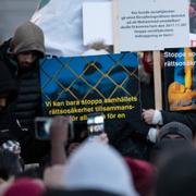 Demonstration mot Socialtjänsten och tillämpningen av LVU på Möllevångstorget i Malmö i februari 2022. 