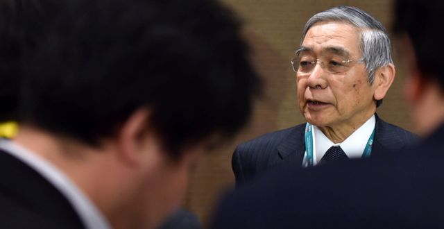 Arkivbild. Bank of Japan-chefen Haruhiko Kuroda.  FAYEZ NURELDINE / AFP