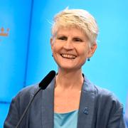 Anna Maria Corazza Bildt under pressträff inför valet till Europaparlamentet.