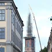 Spiran på Riddarholmskyrkan plockas ner på torsdagen.