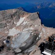 Glaciären Schneeferner under Tysklands högsta berg