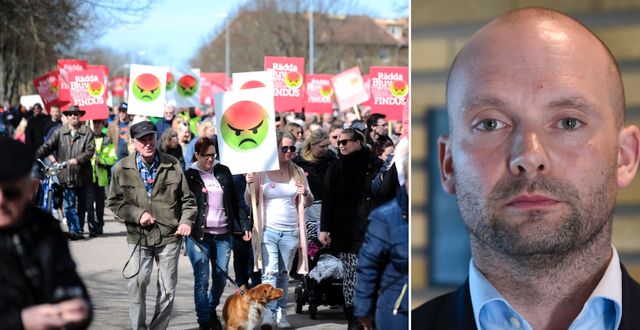 Demonstranter i Bjuv, Findus vd i Sverige, Henrik Hjalmarsson. TT