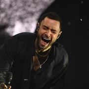 Måns Zelmerlöw med bidraget Revolution på scen i Strawberry Arena under torsdagens repetitioner inför  helgens final av  Melodifestivalen.