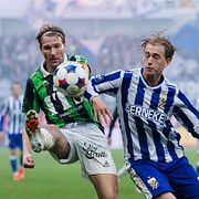 Gais August Wängberg och IFK Göteborgs Noah Tolf under matchen.