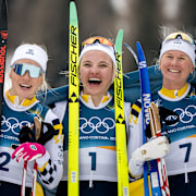 Jonna Sundling, Linn Svahn ochMaja Dahlqvist efter den historiska trippeln.