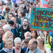 Protester mot Macron i helgen.