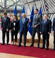 Flera av EU:s utrikesministrar inför mötet tidigare i veckan.  Virginia Mayo / AP