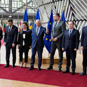 Flera av EU:s utrikesministrar inför mötet tidigare i veckan.  Virginia Mayo / AP