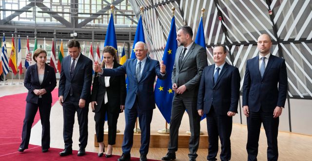 Flera av EU:s utrikesministrar inför mötet tidigare i veckan.  Virginia Mayo / AP