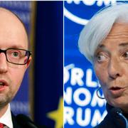 Ukrainas Arsenij Jatsenjuk  och IMF:s Christine Lagarde