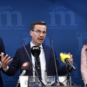 Christofer Fjellner, Modearternas partiledare Ulf Kristersson och Alice Teodorescu. 