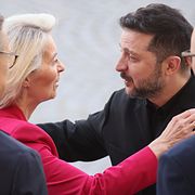 Ursula von der Leyen tillsammans med Volodymyr Zelenskyj tidigare i juli.