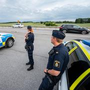 Polis vid E65 utanför Ystad.