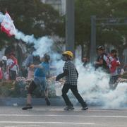 Demonstranter i Perus huvudstad Lima.