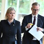 Socialdemokraternas partiordförande Magdalena Andersson och Mikael Damberg, ekonomisk-politisk talesperson.