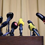 Genrebild från en pressträff. 