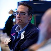 Tradern Gregory Rowe på New York Stock Exchange. Arkivbild.