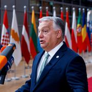Viktor Orbán talar under EU-mötet i Bryssel den 26 juni 2025. 
