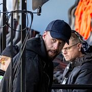 Pontus Jansson på kryckor efter skadan.