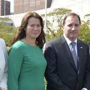 Isabella Lövin (MP), Åsa Romson (MP), Stefan Löfven (S) och Margot Wallström (S).