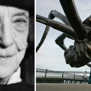 Louise Bourgeois och en av hennes spindlar