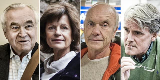 Sven Hagströmer, Mariana Burenstam Linder, Sven-Olof Johansson och Christer Gardell. Arkivbilder. TT