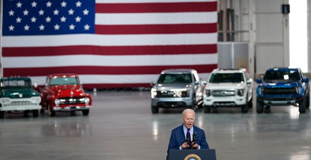 President Joe Biden vid Ford Rouge EV Center, 18 maj. Evan Vucci / TT NYHETSBYRÅN
