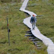 Fjällturister på vandring i Härjedalen. En väl underhållen led kan skydda både natur och besökare. En dåligt underhållen led kan innebära motsatsen. 