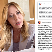 I två olika inlägg har Meloni rasat mot Trumps påståenden om att hon velat bli fotograferad med honom under G7-mötet.