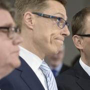 Arkivbild: Timo Soini (Sannfinländarna), Alexander Stubb (Samlingspartiet) och Juha Sipilä (Centern).