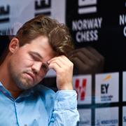 Magnus Carlsen under tävling i Stavanger i juni 2024.