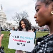 Demonstration mot Tiktokförbud i Washington.