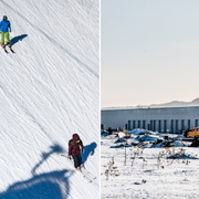 Skidåkare och Sälens flygplats. 