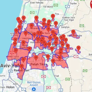 Karta med varningar i centrala Israel kring Tel Aviv.